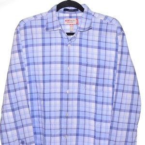 Mason’s Large Blue White Plaid Long Sleeve Button